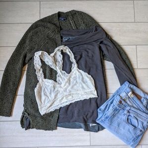 🎃AEO Lace Up Cardigan